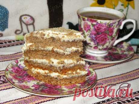 Корж медово-ореховый с сметанным кремом и черносливом | DreamFood