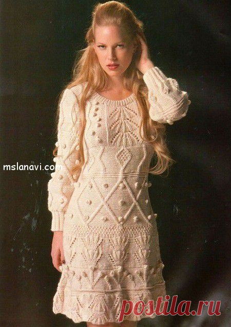 Вязаные платья с рельефными узорами | Золотые Руки