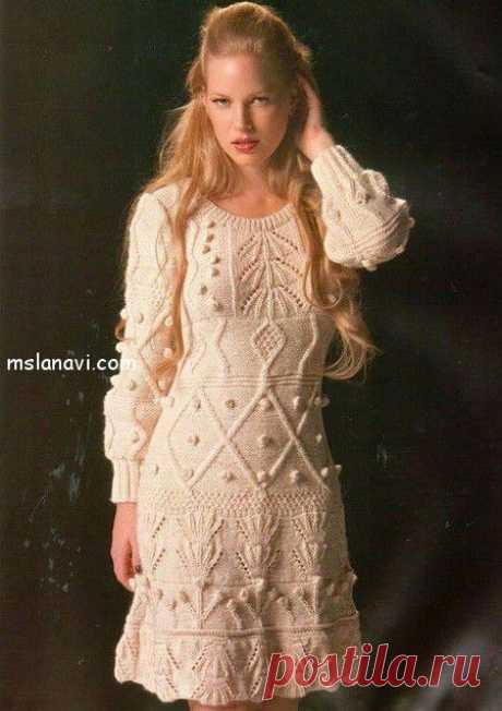 Вязаные платья с рельефными узорами | Золотые Руки