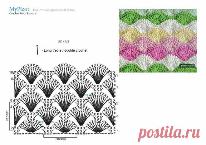 Узор РАКУШКИ крючком, 18 схем | календарь уютного дома | Яндекс Дзен
