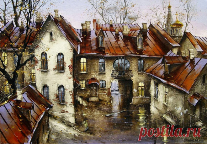 Старые улочки... Художник Вячеслав Анатольевич Курсеев.