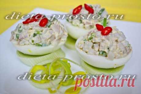 Яйца, фаршированные кальмарами (диеты Дюкана)