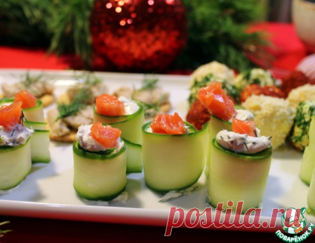 Закусочные бочонки с лососем и огурцом – кулинарный рецепт