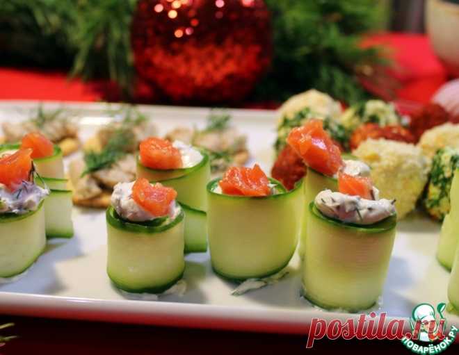 Закусочные бочонки с лососем и огурцом – кулинарный рецепт