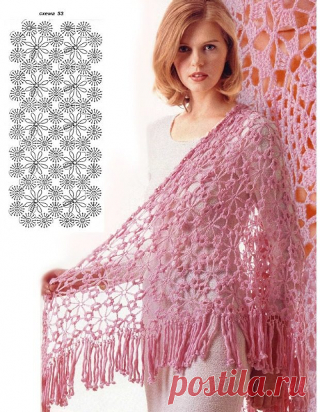 Шаль крючком из тонкой пряжи: шаль квадратными мотивами крючком.