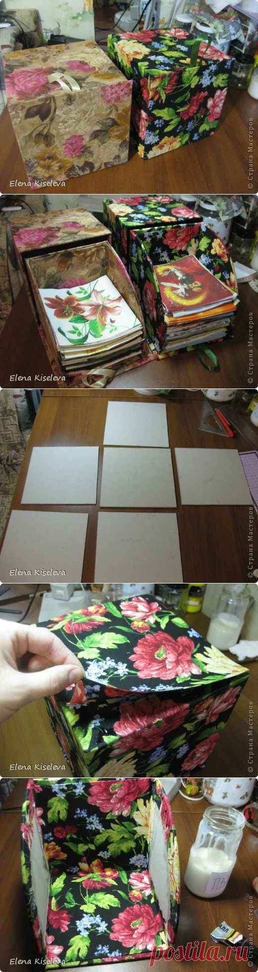 Коробочки из картона для хранения салфеток. МК.