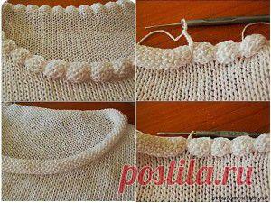 Интересное решение обработки горловины пуловера