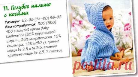 Детское Голубое Пальто с Косами | Ниточка