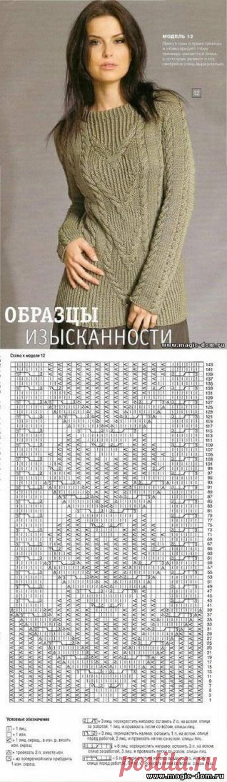 Пуловер спицами