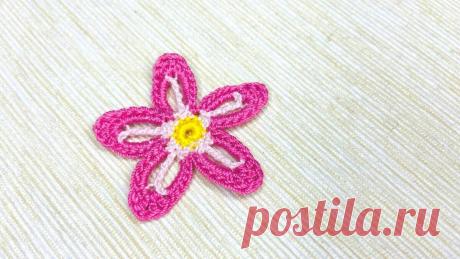 Вязаный крючком цветок с 5 лепестками. Мастер-класс с описанием и пошаговыми фотографиями. | Повязули. Вязание крючком и вязание С2С. | Яндекс Дзен