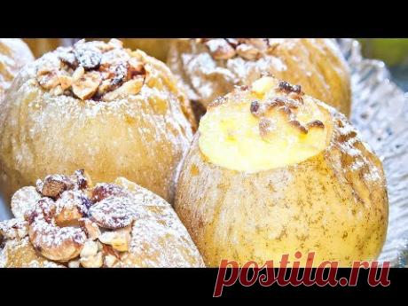 🍏Яблоки, запеченные в духовке, фаршированные творогом, и орехами с изюмом!