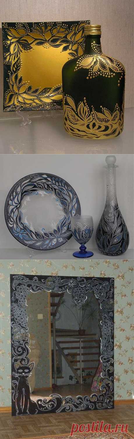 &quot;Ришелье&quot; на стекле (акриловые кружева) - Ярмарка Мастеров - ручная работа, handmade