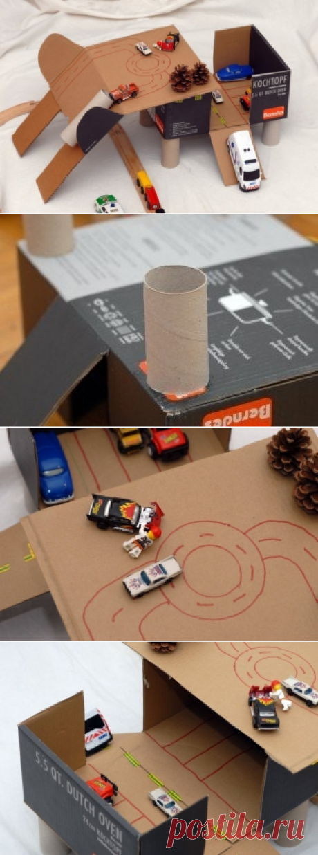 Парковка из обувной коробки - Поделки с детьми | Деткиподелки