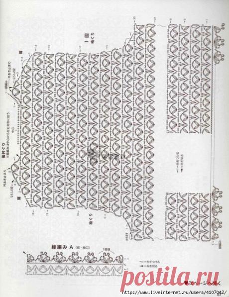 ГОЛУБОЙ ЖАКЕТ АЖУРНЫМ УЗОРОМ. КРЮЧОК