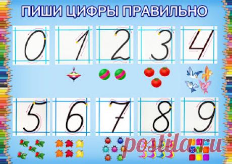 Учимся писать Цифры. От 1 до 9.