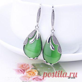 Aliexpress.com : купить 2шт мода зеленый кошачий глаз 925 стерлингового серебра мотаться серьга серьги крюк SF388 от надежных поставщиков коробка серьги на дом & мебель | Группа alibaba
