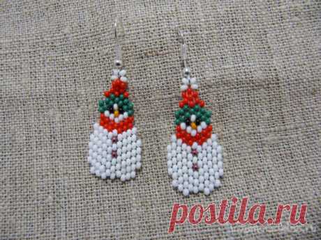 Серьги Снеговички из бисера