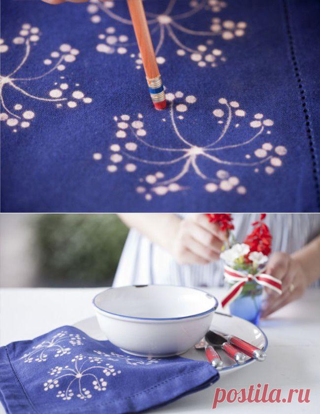 Рождественский рисунок отбеливателем по ткани (Diy) / Материалы, техники и инструменты /