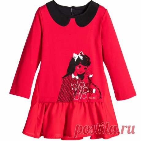 Deux Par Deux - Girls Red Cotton Jersey Dress | Childrensalon