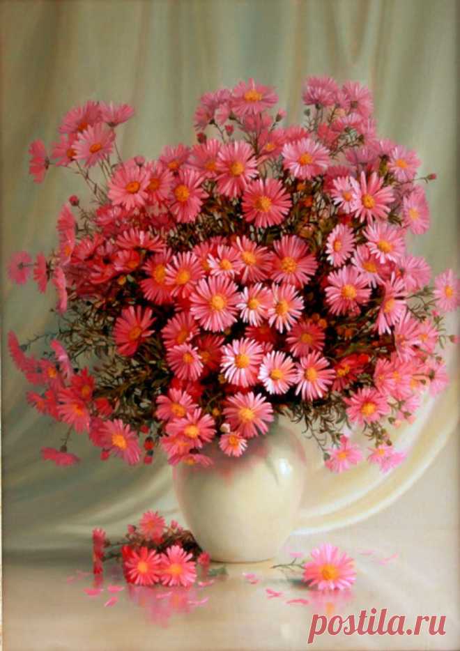 Художник Алик Мамазиев (1963)... ЦветочноНатюрмортноПейзажное.