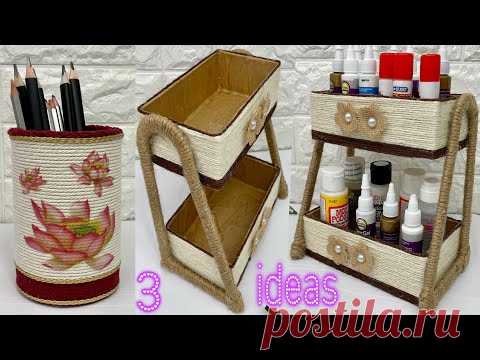 3 DIY Rope Organizer/ Diy Pen Holder/ Jute Crafts/ ٣منظمات يدويه بالحبل