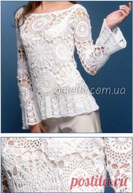 Ажурная кофточка из мотивов