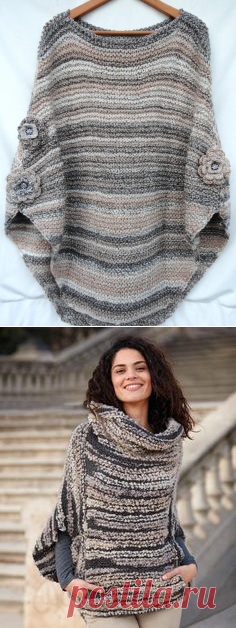 Sweater coat, wool sweater | Пончо, Вязание и Руки