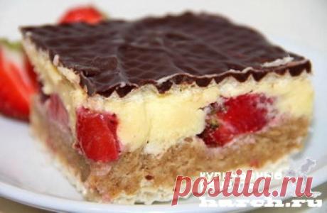 ВАФЕЛЬНЫЙ ТОРТ С КЛУБНИКОЙ БЕЗ ВЫПЕЧКИ