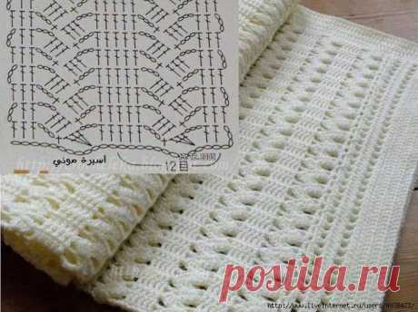 Простой узор крючком. Фото + схема.