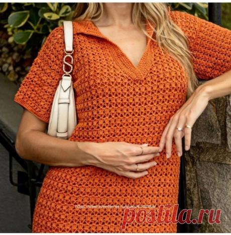 Платье-рубашка "поло" крючком