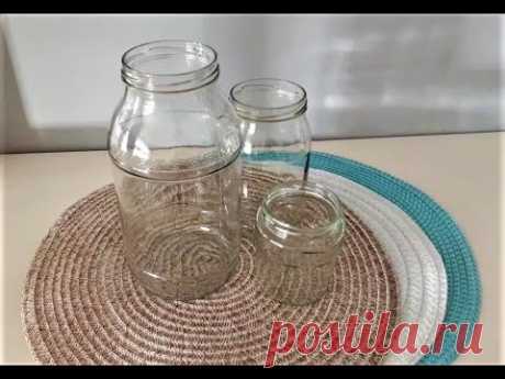 3 ИДЕИ поделок из СТЕКЛЯННЫХ БАНОК и коврика своими руками