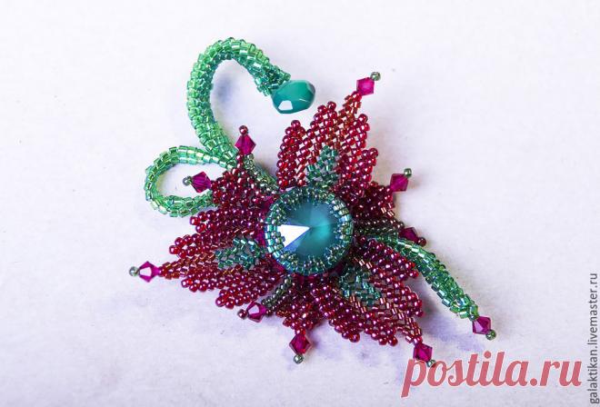 Процесс изготовления цветка-брошки «Фантазия» с кристаллом Swarovski – Ярмарка Мастеров