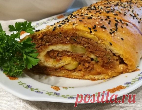 Быстрый мясной рулет . Ингредиенты: пшеничная мука, соль, сахар