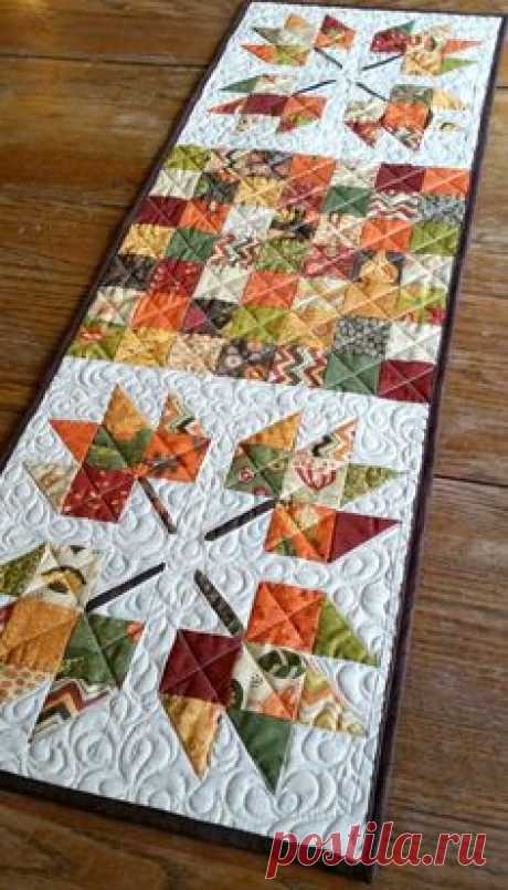 Maple Leaves and Patchwork Table Runner by MountainHomeQuilts on Etsy https://www.etsy.com/listing/255658174/maple-leaves-and-patchwork-table-runner