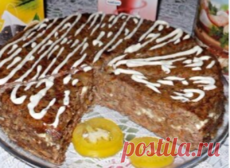 Запеканка из куриной печени с рисом,луком и морковью