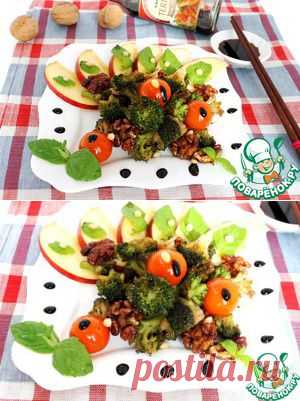 Теплый мятный салат из брокколи с яблоком - кулинарный рецепт
