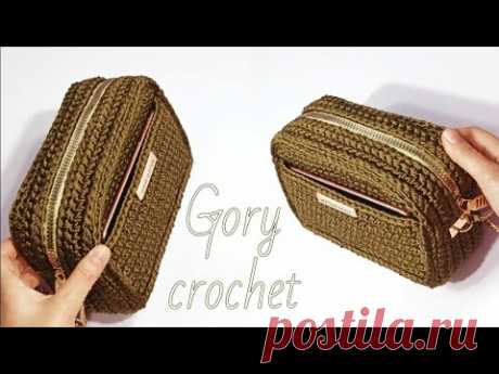 شنطه كروشيه بجيب امامي تصميم رائع سهل وبسيط للمبتدئين/bag crochet/bolsa de ganchillo/rajutan tas