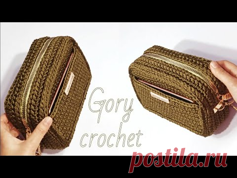 شنطه كروشيه بجيب امامي تصميم رائع سهل وبسيط للمبتدئين/bag crochet/bolsa de ganchillo/rajutan tas