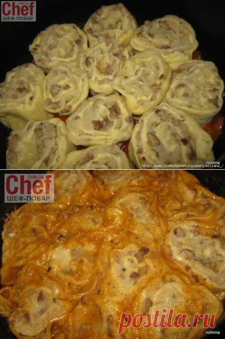 Ленивые вареники-рулетики с картошкой и грибами.