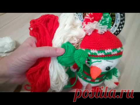 Снеговик крючком// Обзор новой игрушки.#иринакистаева #снеговиккрючком