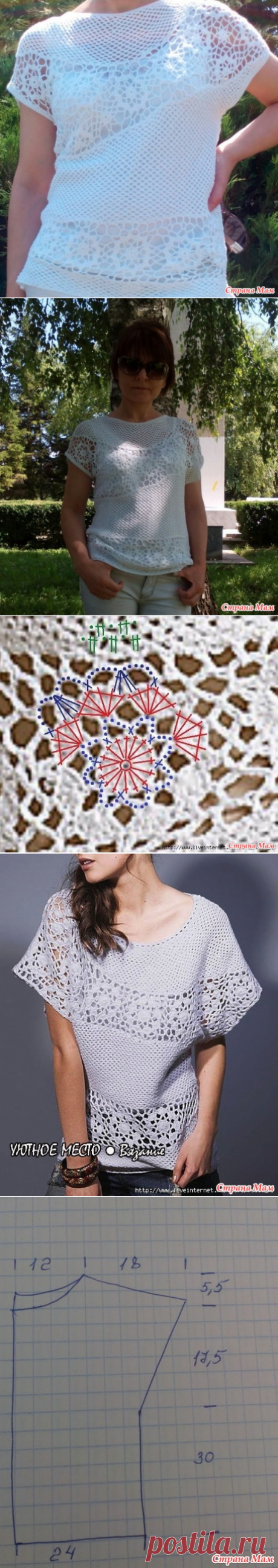 Интересный топ крючком, онлайн - Вяжем вместе он-лайн - Страна Мам