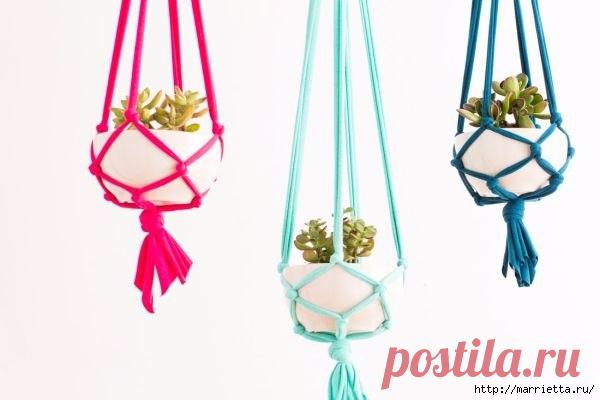 Плетёное кашпо для цветочного горшка