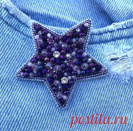 Брошь &quot;Звезда&quot; @daria_alexandrovna_12
Тёмно фиолетовый металлик и нежно розовый💜💗
Вместе эти цвета дают просто потрясающий эффект 😍
Мини кристаллики Swarovski💎