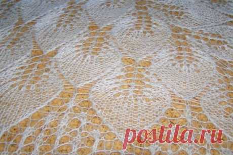 ШАЛЬ «ЗАМЕРЗШИЕ ЛИСТЬЯ». Схема на сайте https://labhousehold.com/frozen-leaves-pattern.html