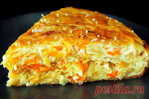 Очень вкусный капустный пирог - минимум теста, максимум начинки