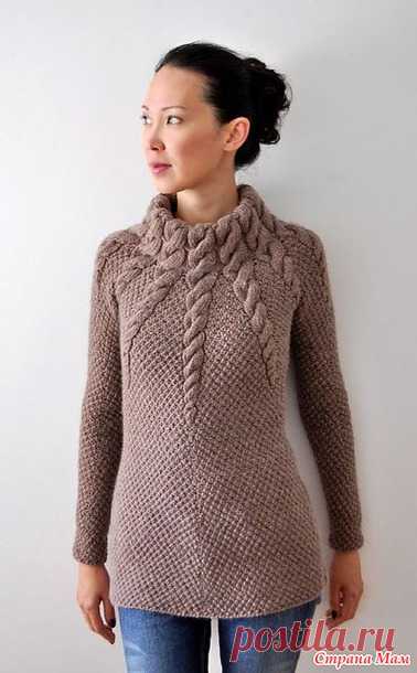 Пуловер с кокеткой косами "Twelve Cables pullover"