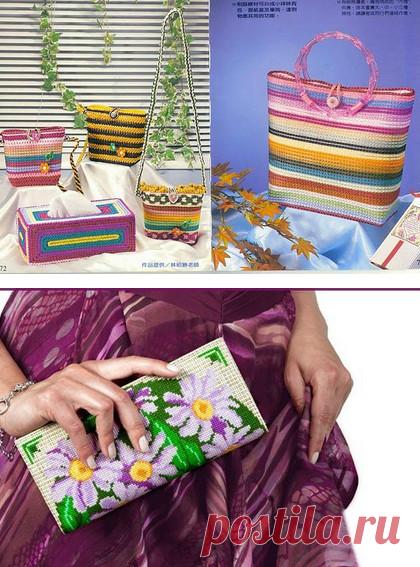 Красочные сумки, вышитые по пластиковой канве. Мастер-класс… - медиаплатформа МирТесен