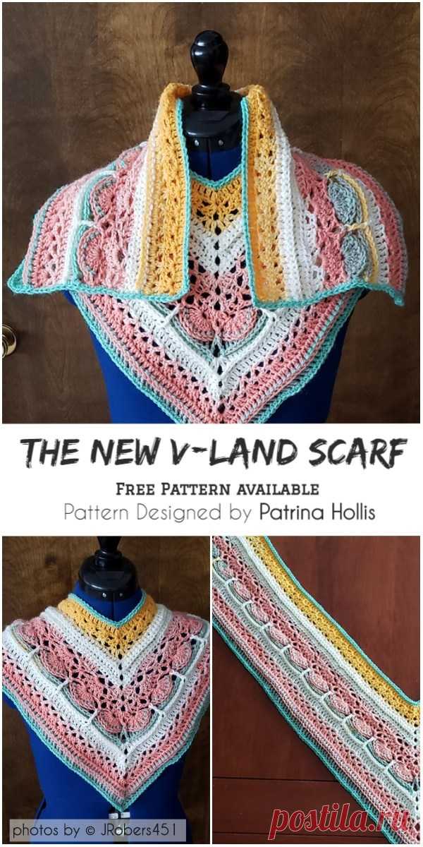 The New V-Land Scarf with Free Pattern #crochet #crochetscarfpattern #freecrochetpattern #scarf #lovecrochet #crafts #homemade #fashion #crochetstyle #crochetfashion