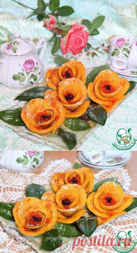 Блинные розы с морковью - кулинарный рецепт