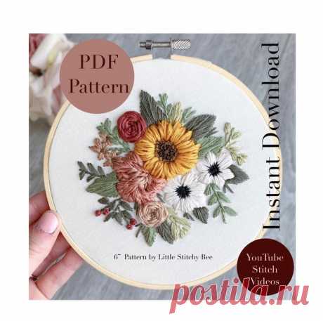 PDF Sunflower Embroidery Pattern Hoop Art DIY Embroidery | Etsy Moldova